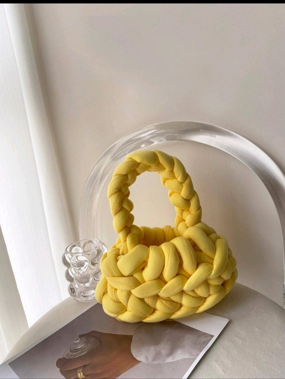 Stylish Braided Yellow Women’s Handbag